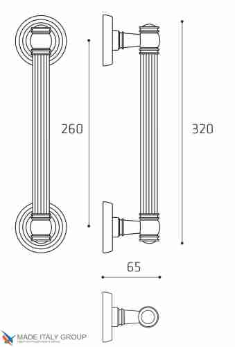 Ручка скоба Venezia "IMPERO" 320мм (260мм) D6 французское золото + коричневый