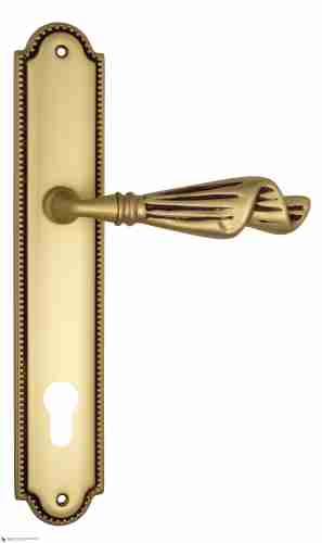 Дверная ручка Venezia "OPERA" CYL на планке PL98 французское золото + коричневый