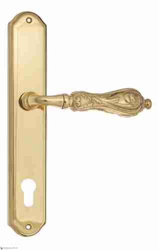 Дверная ручка Venezia "MONTE CRISTO" CYL на планке PL02 полированная латунь