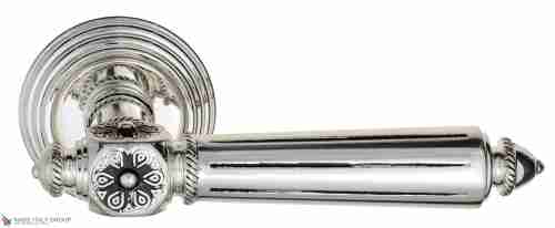 Дверная ручка Venezia "CASTELLO" D8 натуральное серебро + черный