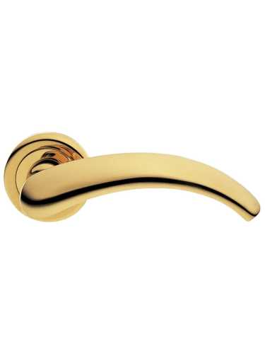 Ручка дверная Morelli Luxury ARCH R4 OTL раздельная на круглой розетке, цвет золото, латунь