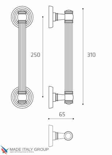 Ручка скоба Venezia "IMPERO" 320мм (260мм) D6 полированный хром