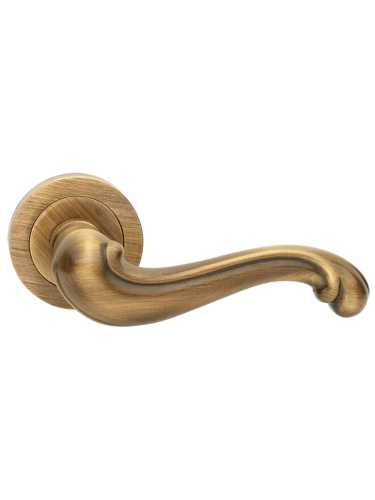 Ручка дверная Morelli Luxury BAROCCO R2 OBR раздельная на круглой розетке, цвет кофе, латунь