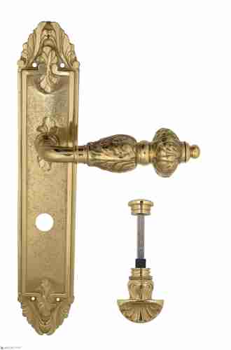 Дверная ручка Venezia "LUCRECIA" WC-4 на планке PL90 полированная латунь