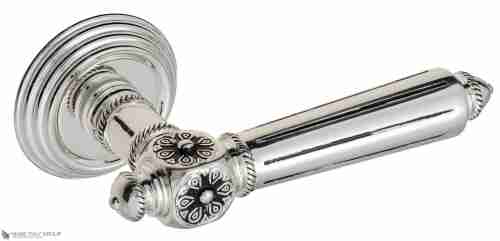 Дверная ручка Venezia "CASTELLO" D8 натуральное серебро + черный