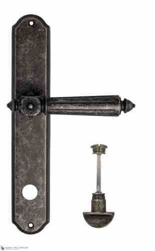 Дверная ручка Venezia "CASTELLO" WC-2 на планке PL02 античное серебро