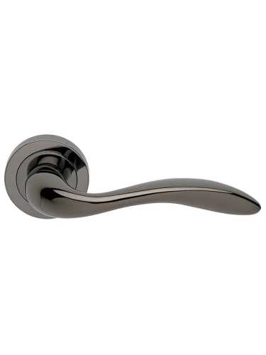 Ручка дверная Morelli Luxury LEON R2 NIN раздельная на круглой розетке, цвет черный никель, латунь