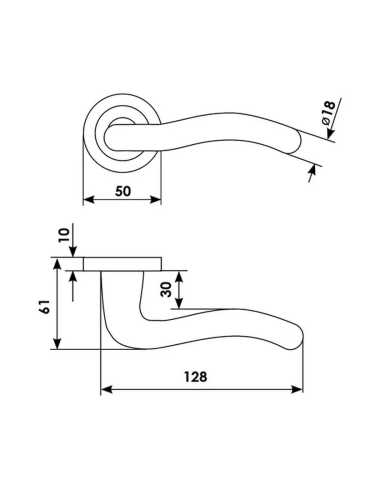 Ручка дверная Morelli Luxury SNAKE R2 CSA раздельная на круглой розетке, цвет матовый хром, латунь