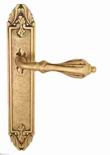 Дверная ручка Venezia "ANAFESTO" на планке PL90 французское золото + коричневый