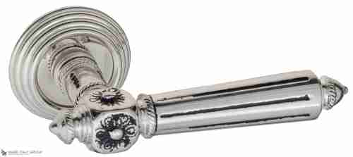 Дверная ручка Venezia "CASTELLO" D8 натуральное серебро + черный