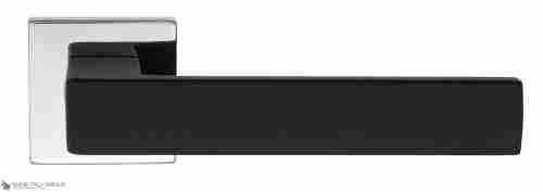 Дверная ручка Venezia Unique "BIBLO" полированный хром / черный (мягкое покрытие)