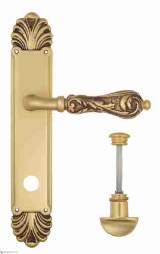 Дверная ручка Venezia "MONTE CRISTO" WC-2 на планке PL87 французское золото + коричневый