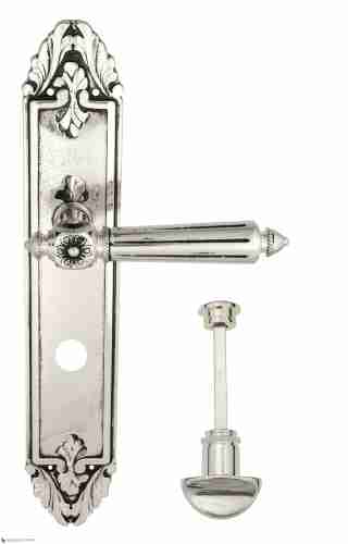 Дверная ручка Venezia "CASTELLO" WC-2 на планке PL90 натуральное серебро + черный