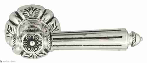 Дверная ручка Venezia "CASTELLO" D5 натуральное серебро + черный