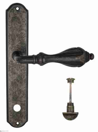 Дверная ручка Venezia "ANAFESTO" WC-2 на планке PL02 античное серебро