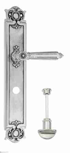 Дверная ручка Venezia "CASTELLO" WC-2 на планке PL97 натуральное серебро + черный