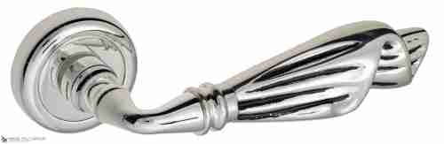 Дверная ручка Venezia "OPERA" D1 натуральное серебро + черный