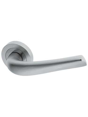 Ручка дверная Morelli Luxury RAFT R2 CSA раздельная на круглой розетке, цвет матовый хром, латунь