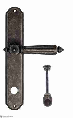 Дверная ручка Venezia "CASTELLO" WC-2 на планке PL02 античное серебро