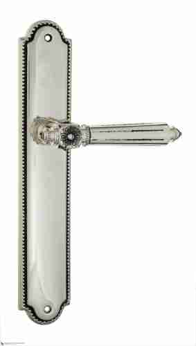 Дверная ручка Venezia "CASTELLO" на планке PL98 натуральное серебро + черный