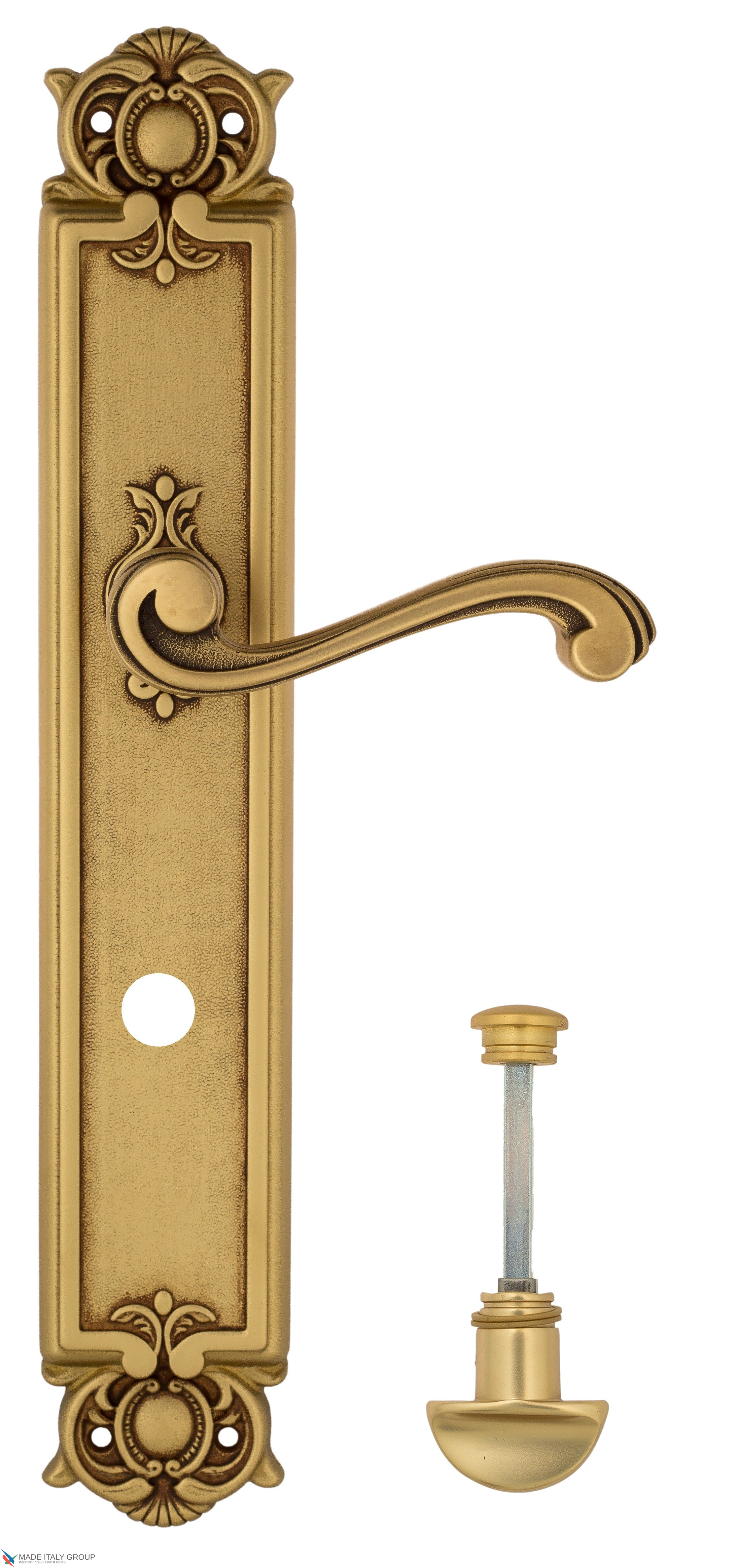 Дверная ручка Venezia "VIVALDI" WC-2 на планке PL97 французское золото + коричневый
