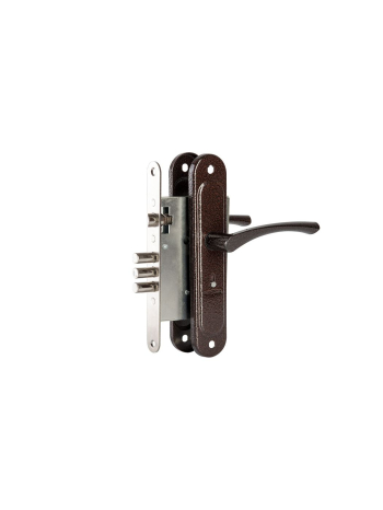 Замок Zenit (Зенит) врезной сувальдный с защёлкой в комплекте с ручкой ЗВ9.009/17 (медь), 4 кл.