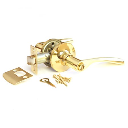 Ручка защелка (кноб) дверная нажимная Apecs 8023-03-G с фиксатором золото