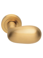 Ручка дверная Morelli Luxury UOVO R2 OSA раздельная на круглой розетке, цвет матовое золото, латунь