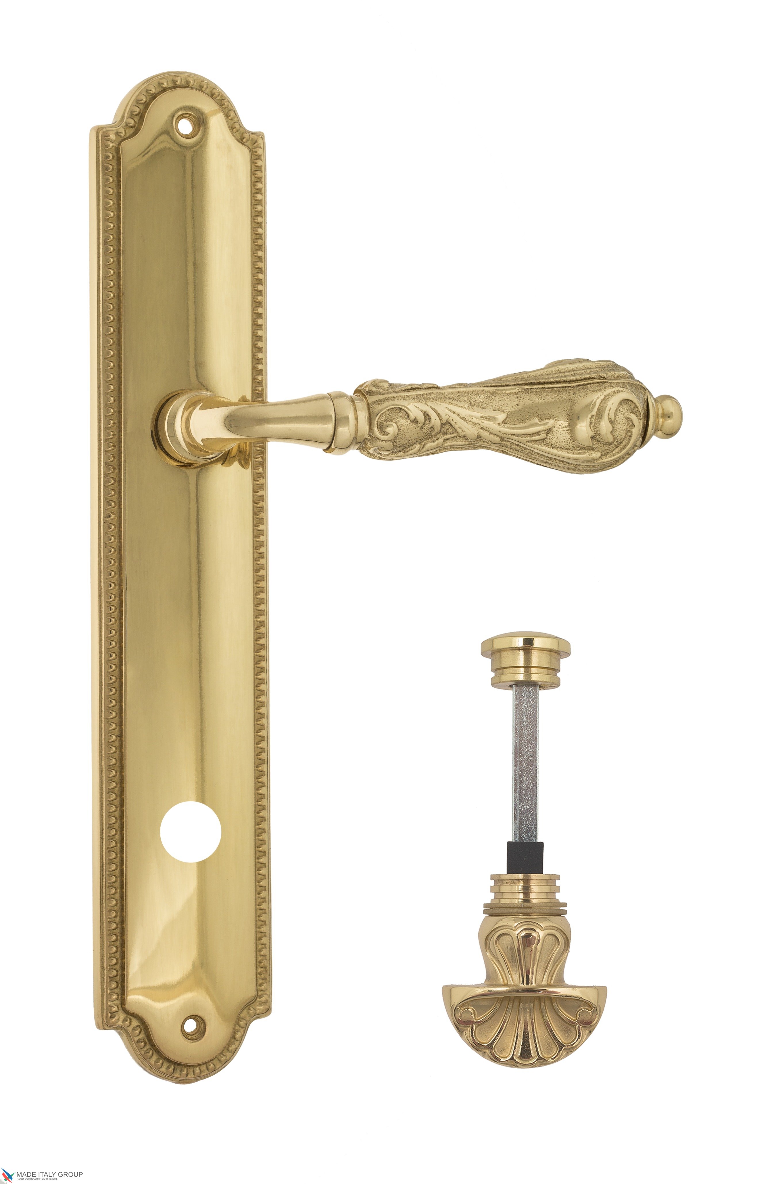 Дверная ручка Venezia "MONTE CRISTO" WC-4 на планке PL98 полированная латунь