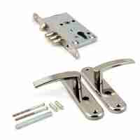 Ручка на планке дверная с замком под цилиндр САМ 78927-ЗВ4-31/55 (черный жемчуг)