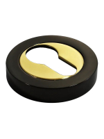 Накладка на замок Morelli Luxury LUX-KH-R2 NNO круглая под евроцилиндр, цвет черный хром/золото