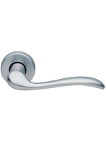 Ручка дверная Morelli Luxury TOSCANA R3-E CSA раздельная на круглой розетке, цвет - матовый хром