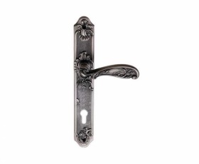 Ручка дверная на планке под цилиндр Archie Genesis FLOR BL. SILVER (CL) черненое серебро