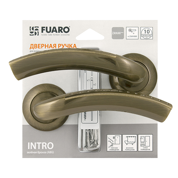 Ручка дверная межкомнатная Fuaro INTRO RM/HD ABG-6 зеленая бронза