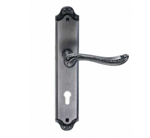 Ручка дверная на планке под цилиндр Archie Genesis ACANTO BL. SILVER (CL) серебро черненое