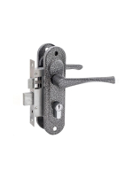 Замок Zenit (Зенит) врезной цилиндровый с защёлкой в комплекте с ручкой ЗВ4-50.01 (серебро), 5 кл.