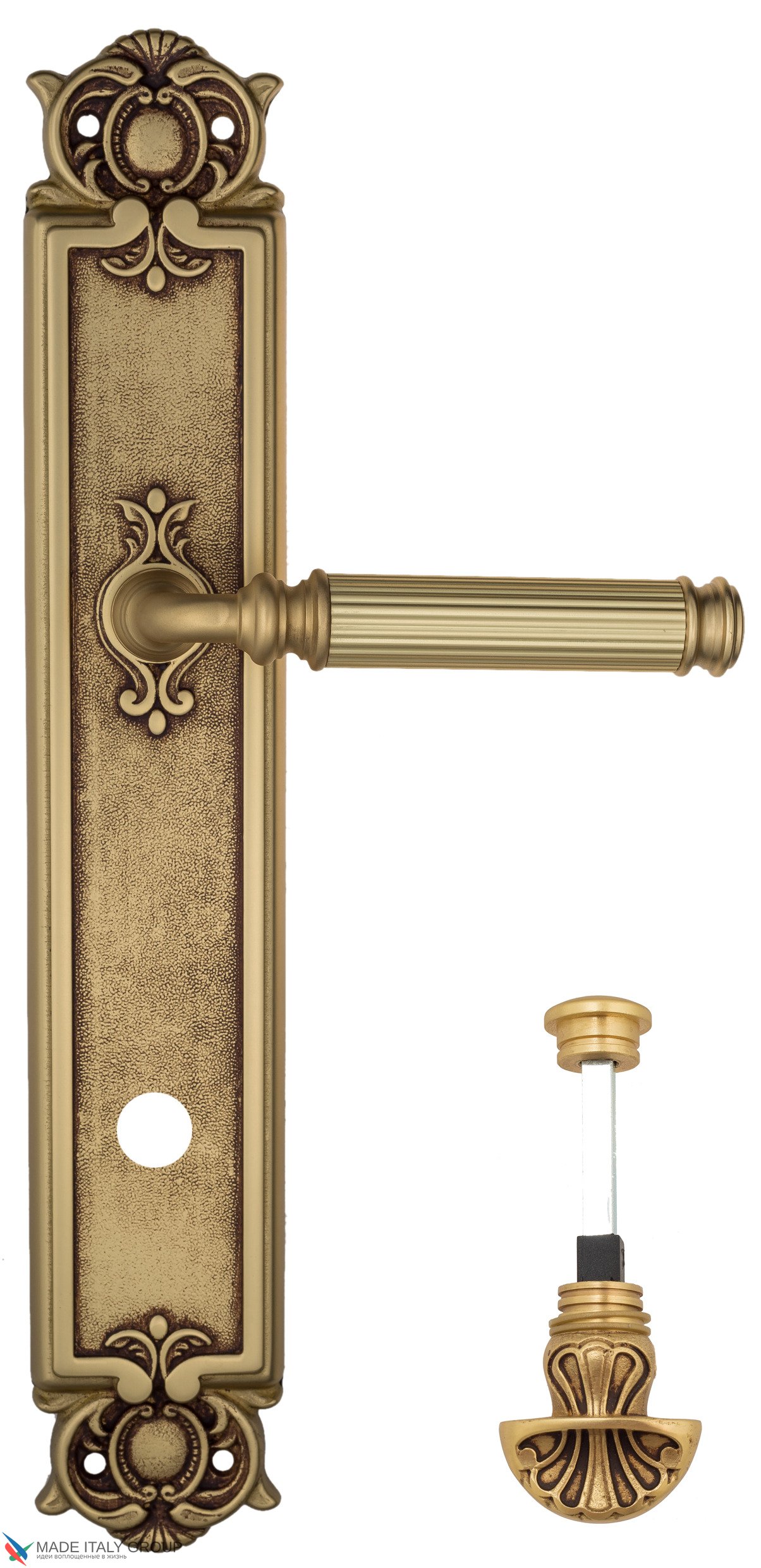 Дверная ручка Venezia "MOSCA" WC-4 на планке PL97 французское золото
