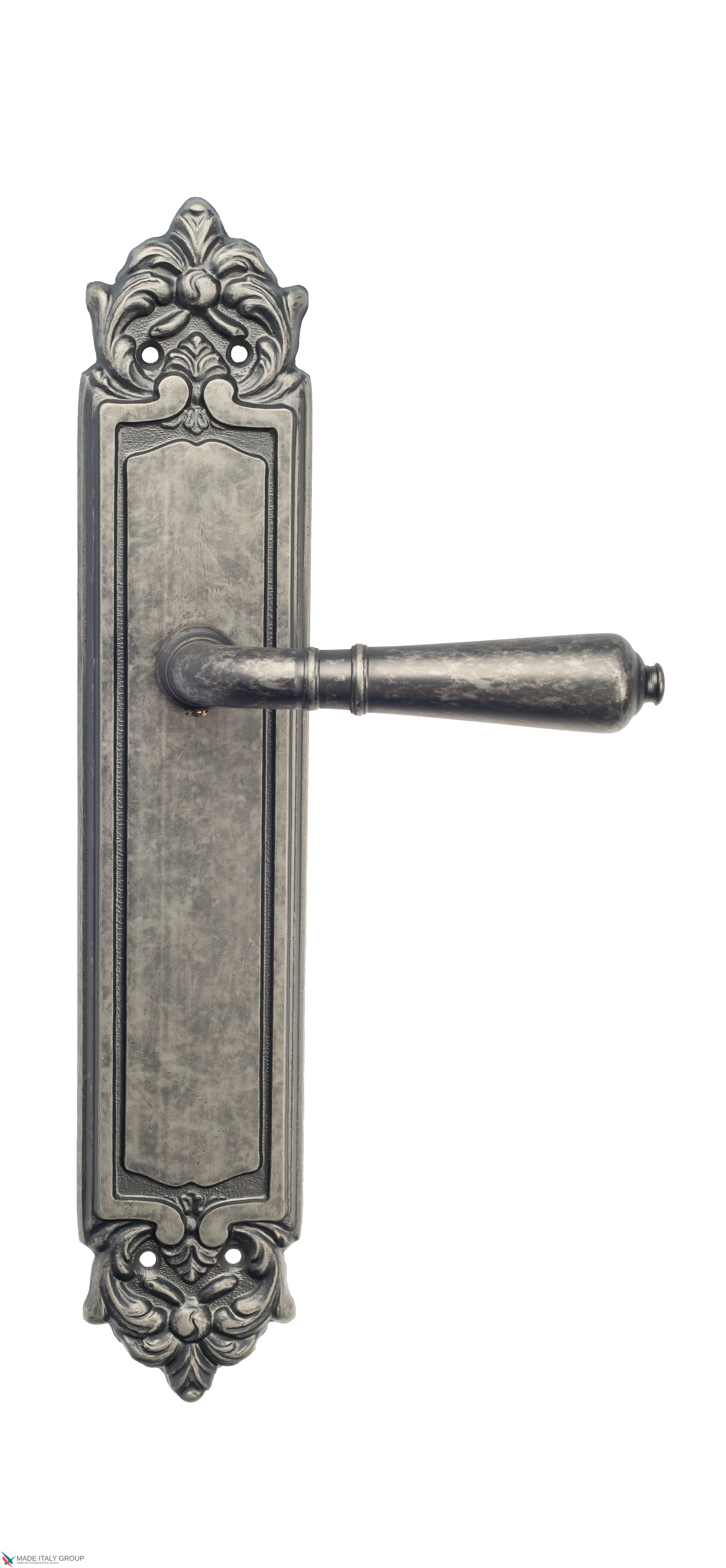 Дверная ручка Venezia "VIGNOLE" на планке PL96 античное серебро