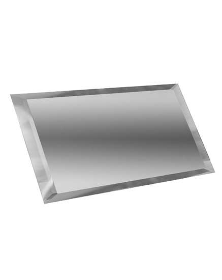 Плитка зеркальная ДСТ Прямоугольная серебряная с фацетом 10мм ПЗС1-01 зеркальная 12х24
