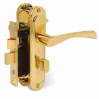Ручка дверная на планке с замком Avers 0823/60-C-G золото