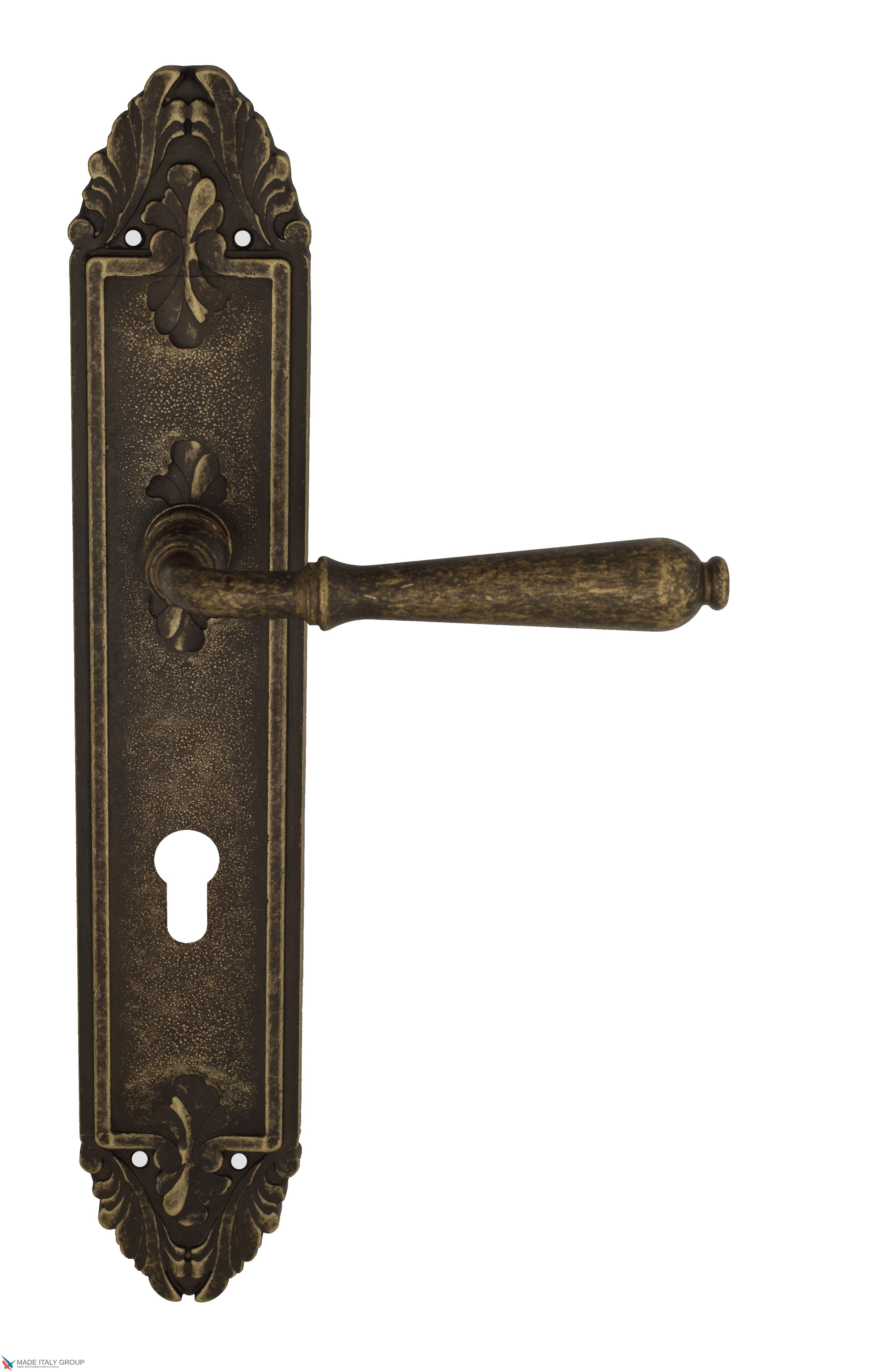 Дверная ручка Venezia "CLASSIC" CYL на планке PL90 античная бронза