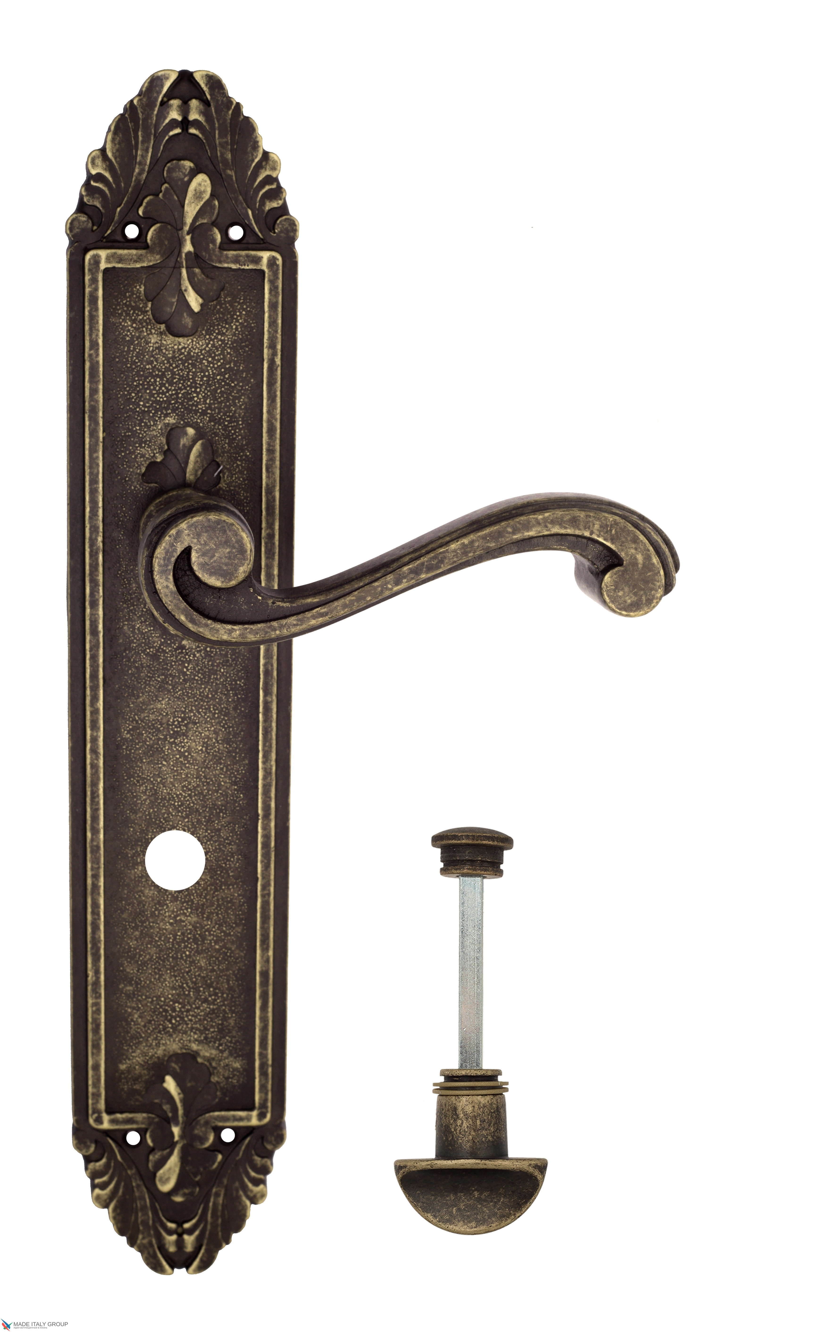 Дверная ручка Venezia "VIVALDI" WC-2 на планке PL90 античная бронза