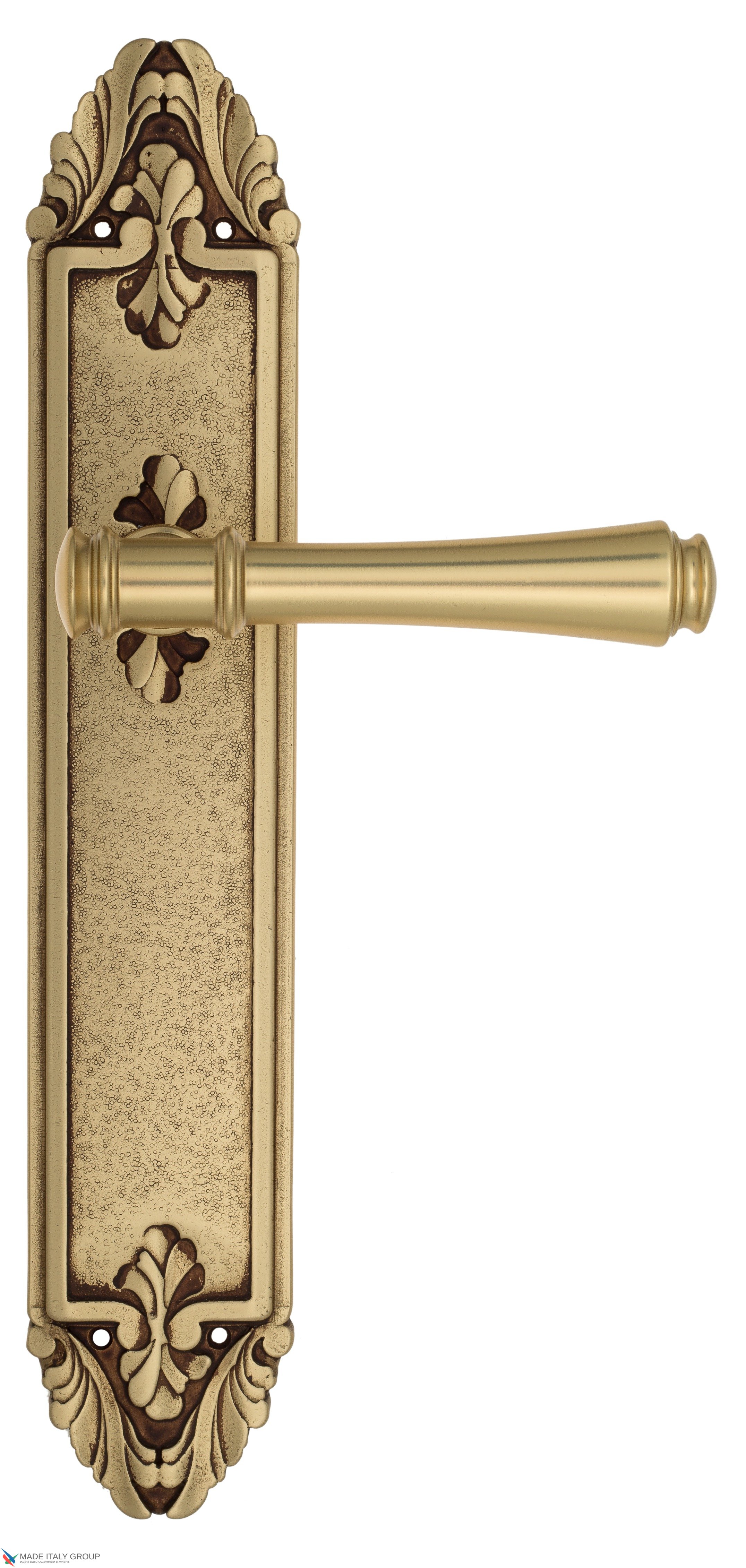 Дверная ручка Venezia "CALLISTO" на планке PL90 французское золото + коричневый