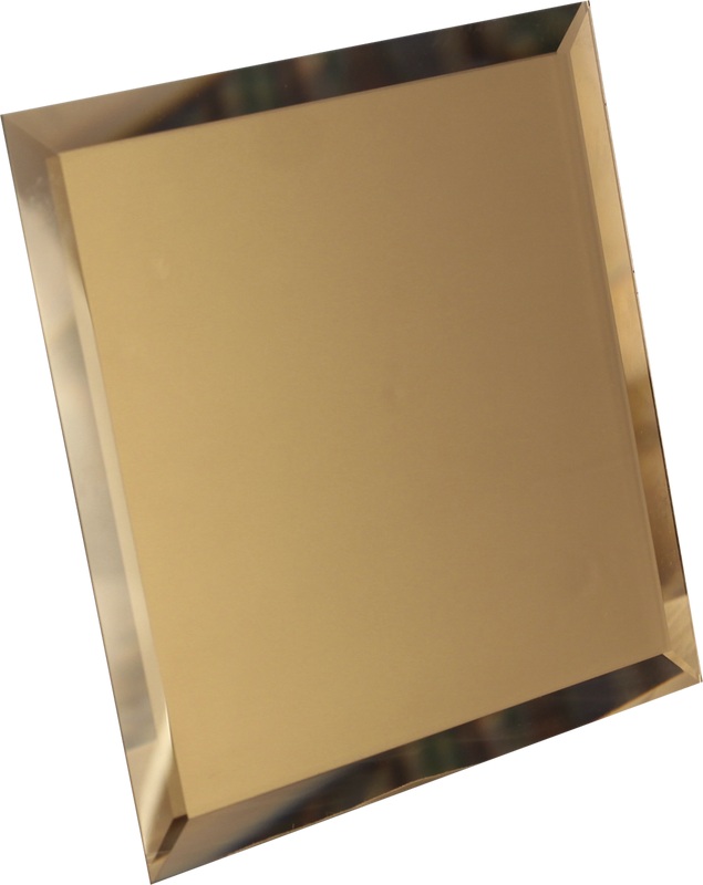Плитка зеркальная ДСТ Квадратная бронзовая с фацетом 10мм КЗБ1-02 зеркальная 20х20