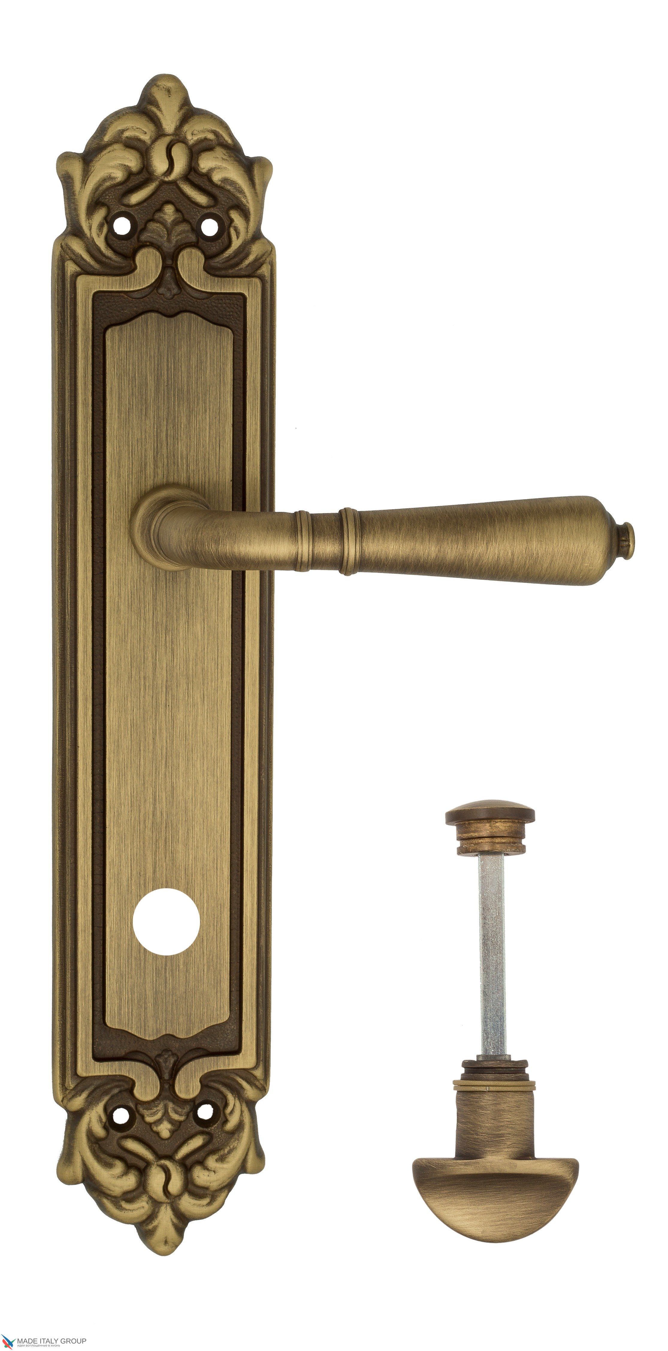 Дверная ручка Venezia "VIGNOLE" WC-2 на планке PL96 матовая бронза