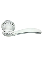 Ручка дверная Morelli CATHERINE MH-36-CLP W/PC раздельная на круглом основании, цвет белая эмаль/хром, ЦАМ Light