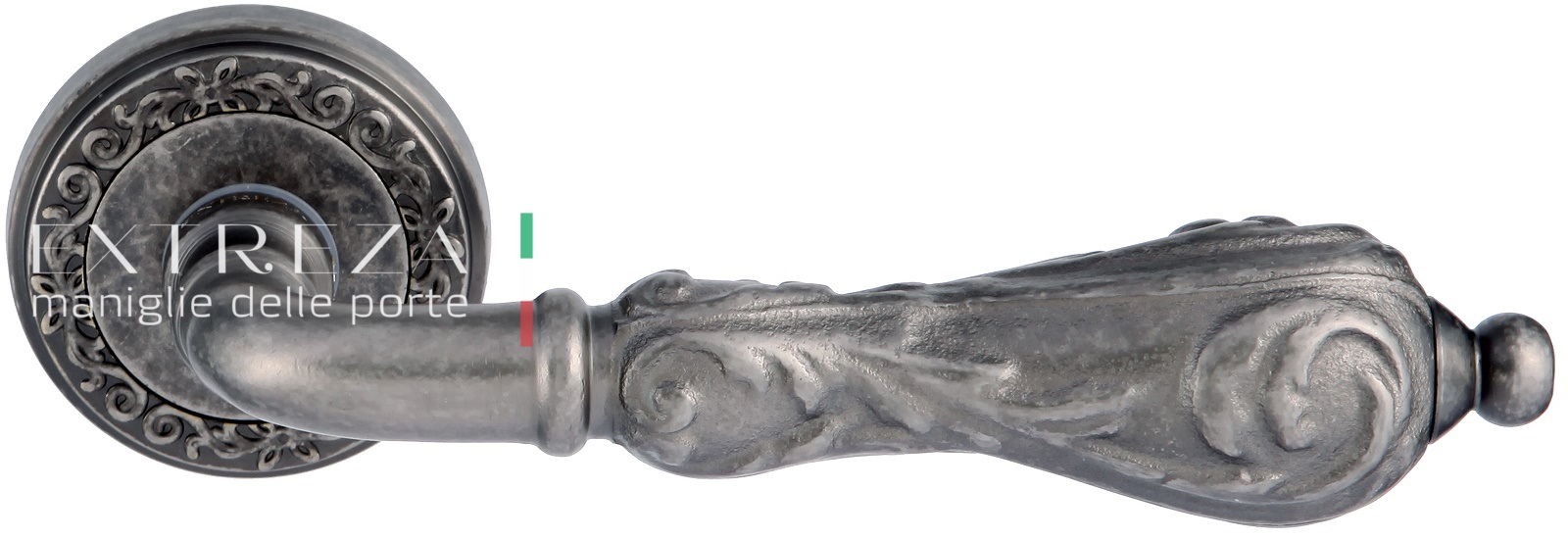 Ручка дверная Extreza GRETA (Грета) 302 на розетке R06 античное серебро F45