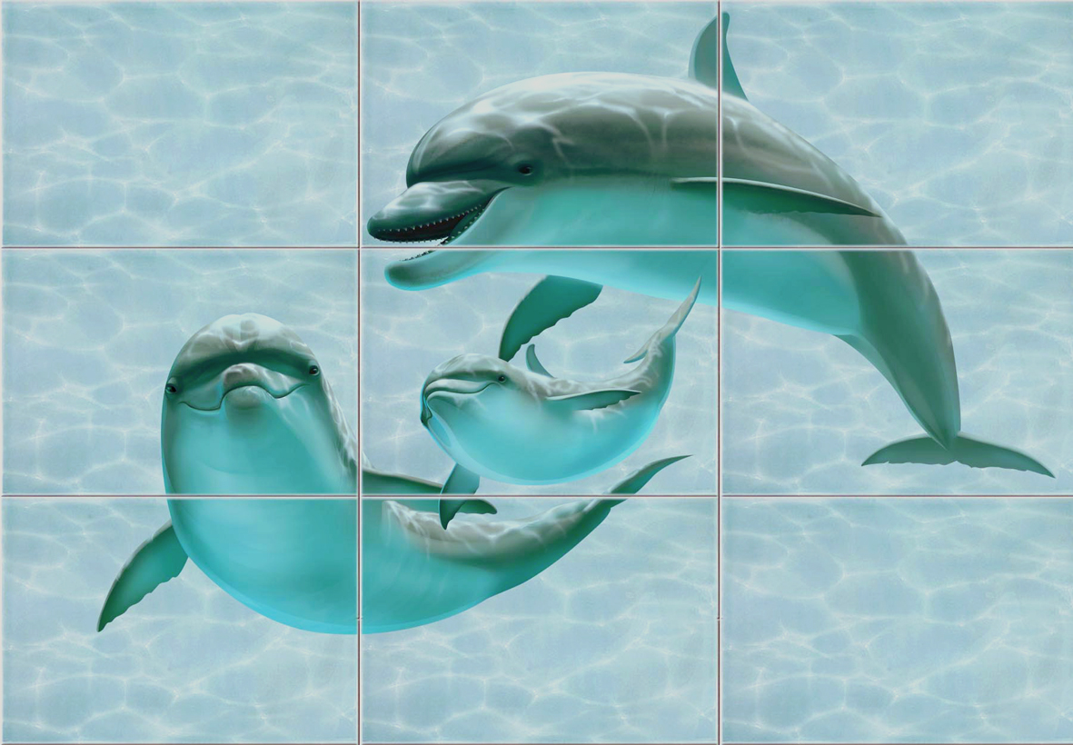 Уралкерамика 7дф панно дельфины керамическое
