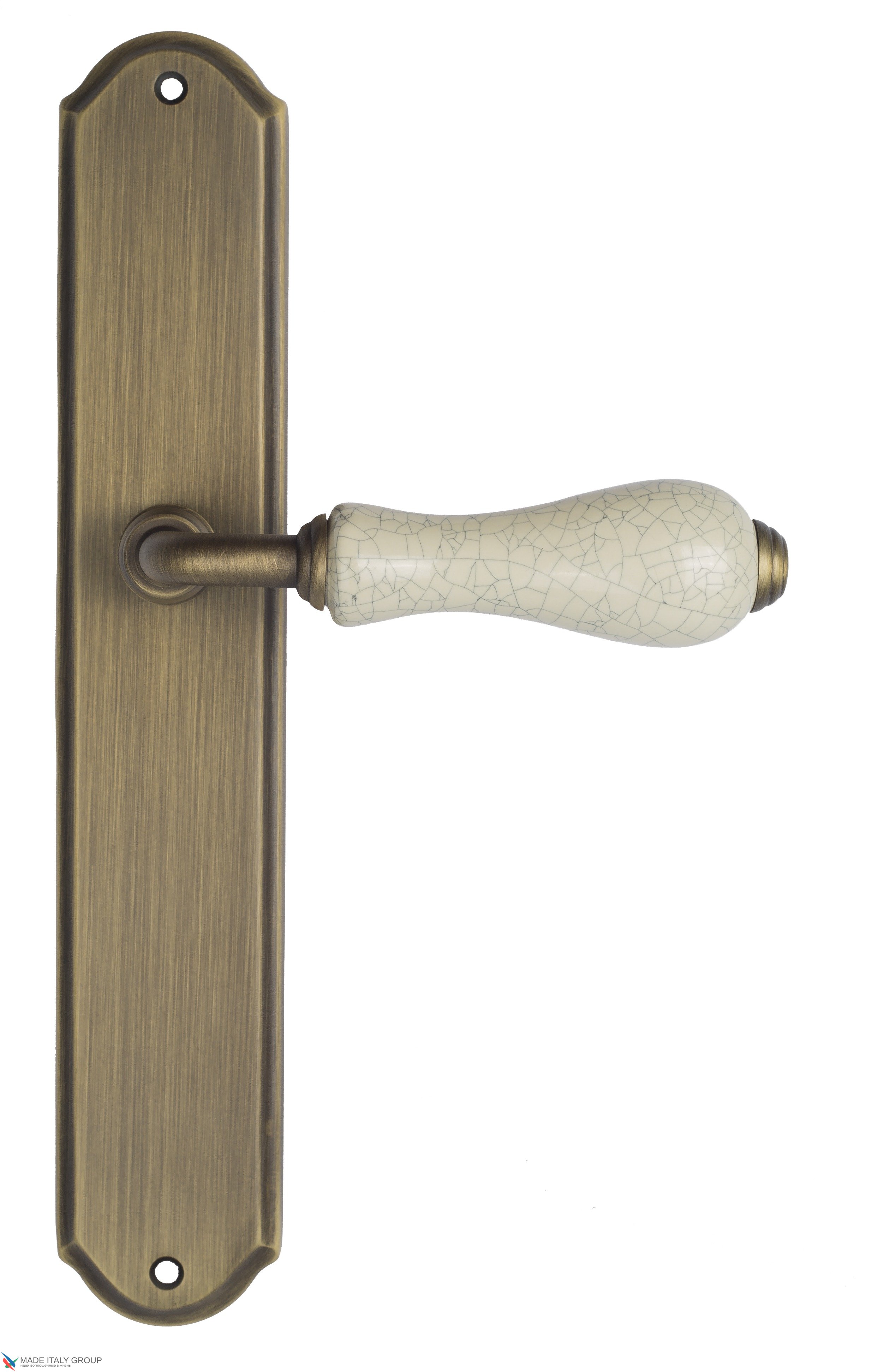 Дверная ручка Venezia "COLOSSEO" белая керамика паутинка на планке PL02 матовая бронза