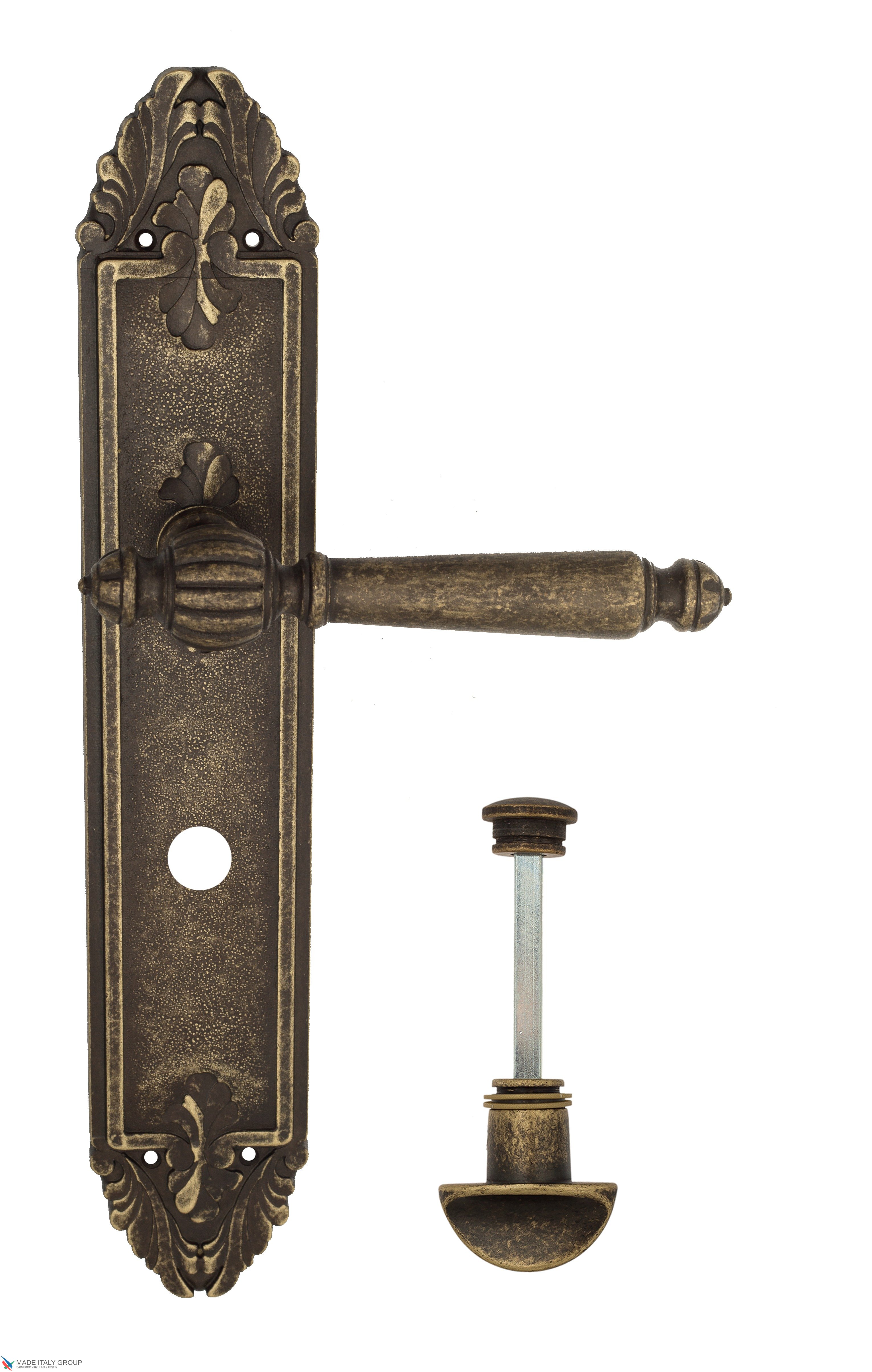 Дверная ручка Venezia "PELLESTRINA" WC-2 на планке PL90 античная бронза